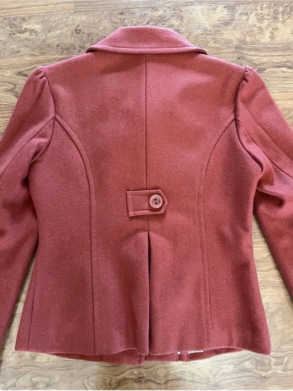 Tulle women’s orange dress coat, S, excellent condition.